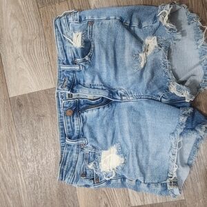 American Eagle Blue Distressed Jean Shorts